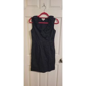 Ann Taylor Loft Petites Women's Black Cotton Ruffle Sleeveless Dress Size‎ 4P